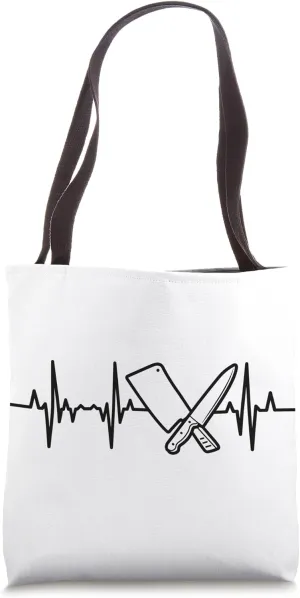 Knife And Cleaver Heartline Meat Enthusiast Carnivore Tote Bag