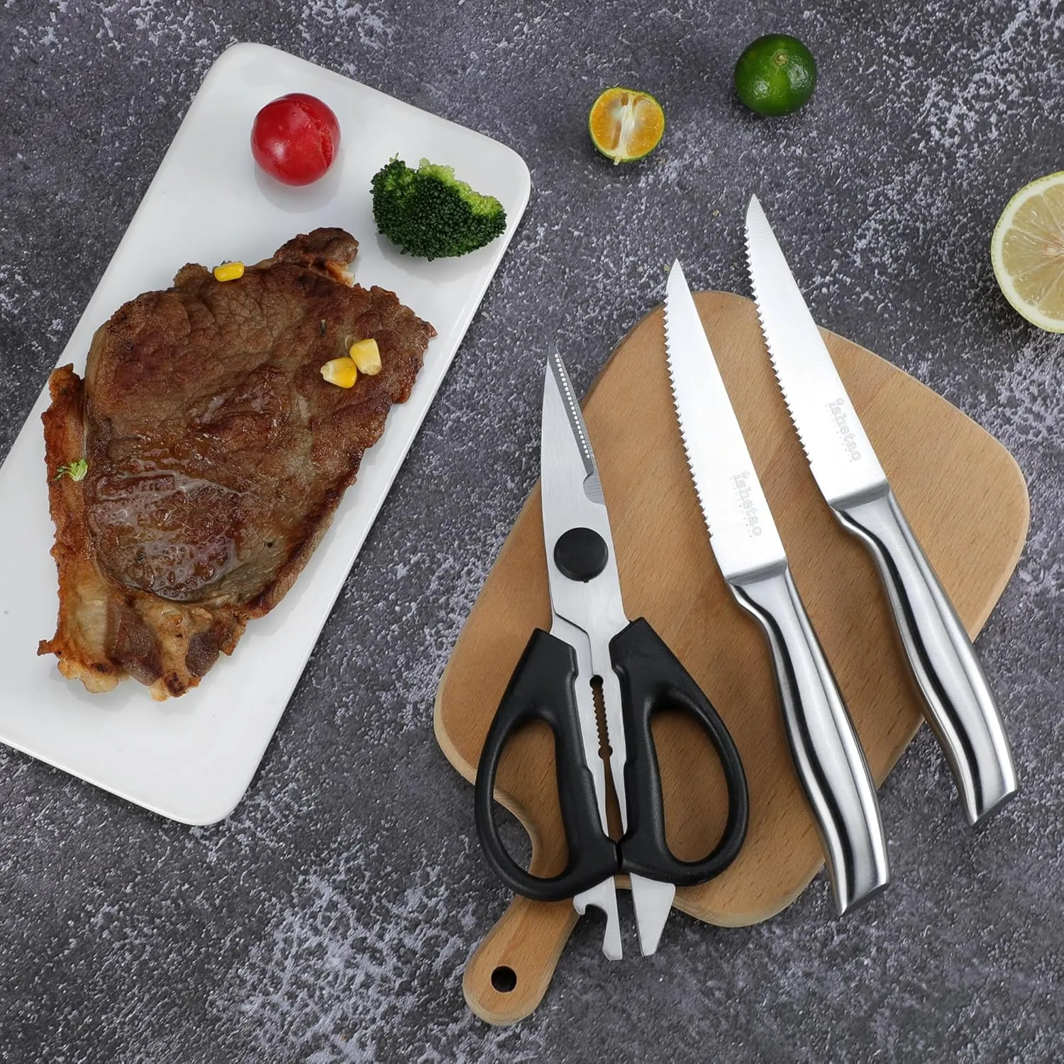 Knife Sets for Kitchen with Block, 15 Piece Kitchen Knife Set, Ultra Sharp Chef Knife Set for Kitchen, High Carbon Stainless Steel Knife Block Set with Sharpener, Silver