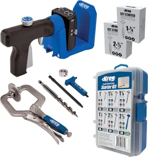 Kreg Pocket-Hole Jig 520PRO with Starter Screw Kit - Easy Clamping & Adjusting - Includes 360-Degree Rotating Handle - with 260 Pocket-Hole Screws - for Materials 1/2" to 1 1/2" Thick