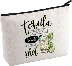 KUIYAI Tequila Lovers Makeup Bag Funny Drinking Cosmetic Bag Cocktail Party Gift Fiesta Gift Mixology Gift Cinco de Drinko Gift (TequilaShotMup)