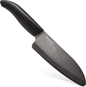 Kyocera Advanced Ceramic Revolution Series 5-1/2-inch Santoku Knife, Black Blade
