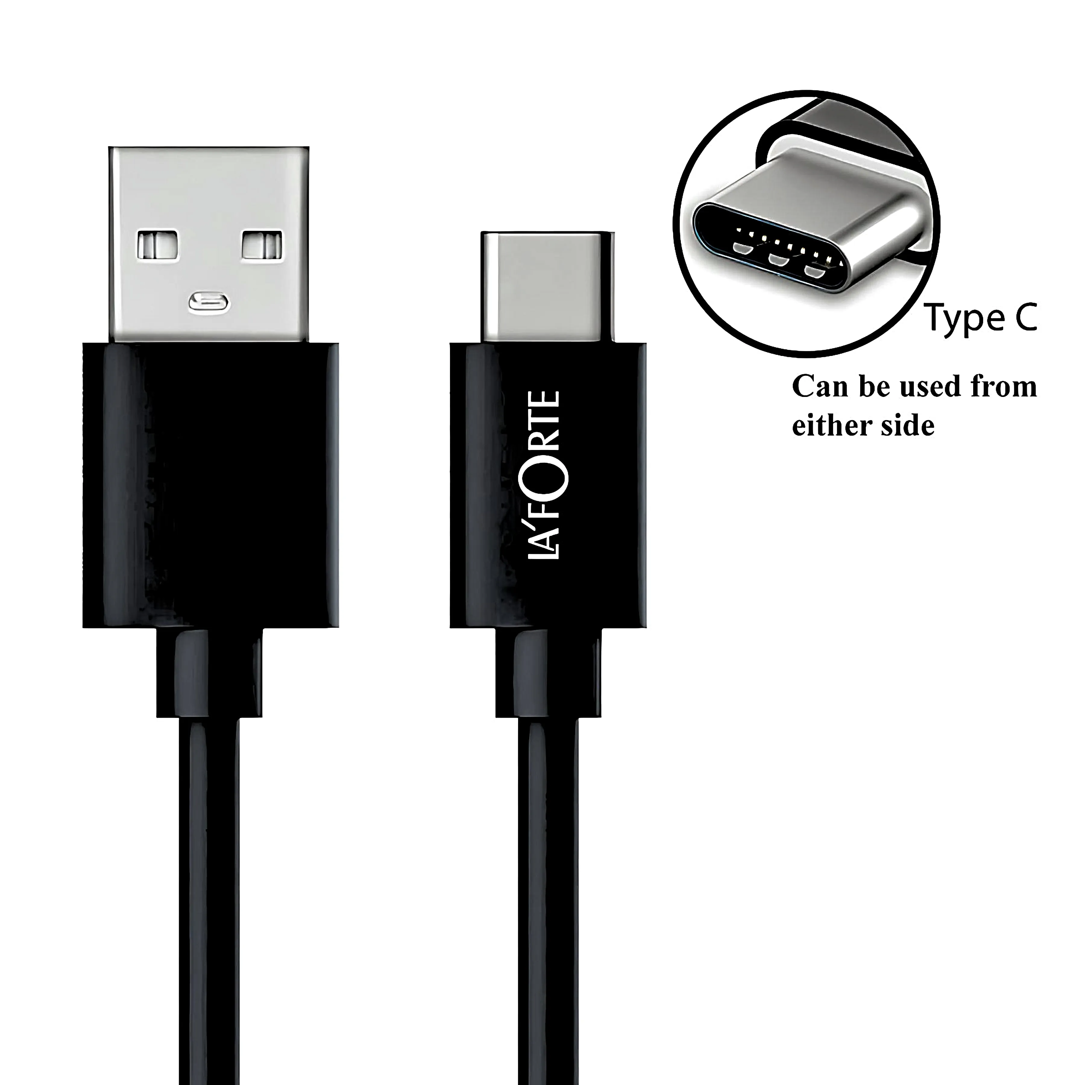 LA' FORTE Dual Port Car Charger 2.4 Amps with Type C Cable