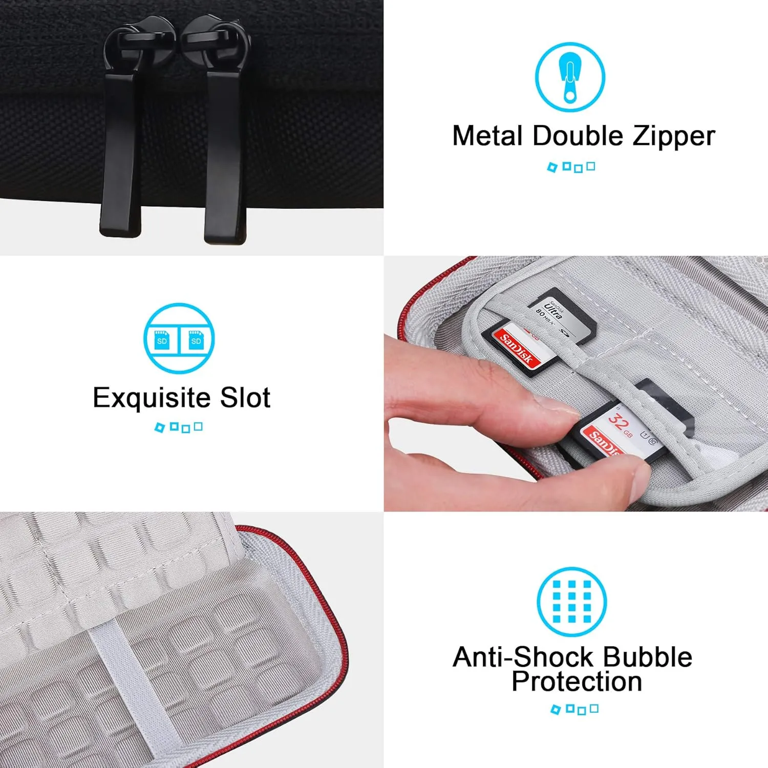 Lacdo Hard Carrying Case for SanDisk Extreme Pro/SanDisk Extreme Portable External SSD 500GB 1TB 2TB 4TB 8TB USB-C Solid State Drive EVA Shockproof Water Repellent Protective Storage Travel Bag, Black