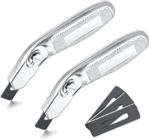 Lasnten 2 Pieces 6 Blades Knife for Cutting Carpet Heavy Duty Carpet Knife with 6 Blades Utility Tools for Box Cutter Roofing Purpose, Aluminum (Silver)