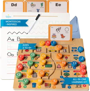 Learn ABC, Reading & Handwriting with Maze&Trace 3in1 Montessori Educational Wooden Board Toy & Flashcards with 100  Sight Words for Boys & Girls Age 2 3 4 5 6 STEM & Fine Motor Skills Growth