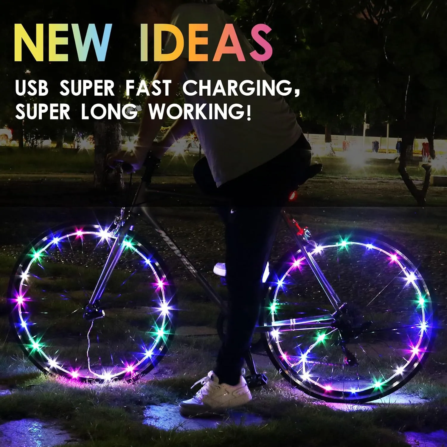 LED Bike Wheel Lights,2-Tire Pack USB Rechargeable Bike Lights with Batteries Included, Best Bicycle Lights - Stocking Stuffer Birthday Gift for Kids, Girls, Boys, Adults