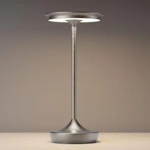 LED Cordless Table Lamp Rechargeable-Battery Operated Lamps, Portable 3 Color Touch Dimming Waterproof Light for Patio/Restaurant/Dining/Outdoor (Chrome)