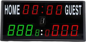 LED Scoreboard with Countdown Timer - Professional Sports Clock, Remote Control Up to 40ft, Wall Mountable, Durable Aluminum Alloy Design for Basketball, Table Tennis, Badminton