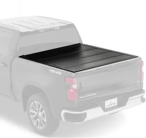 LEER HF650M Quad-Folding Truck Bed Tonneau Cover, Fits Chevy Silverado and GMC Sierra, Years 2019-2024, 5'8" Truck Bed, Black