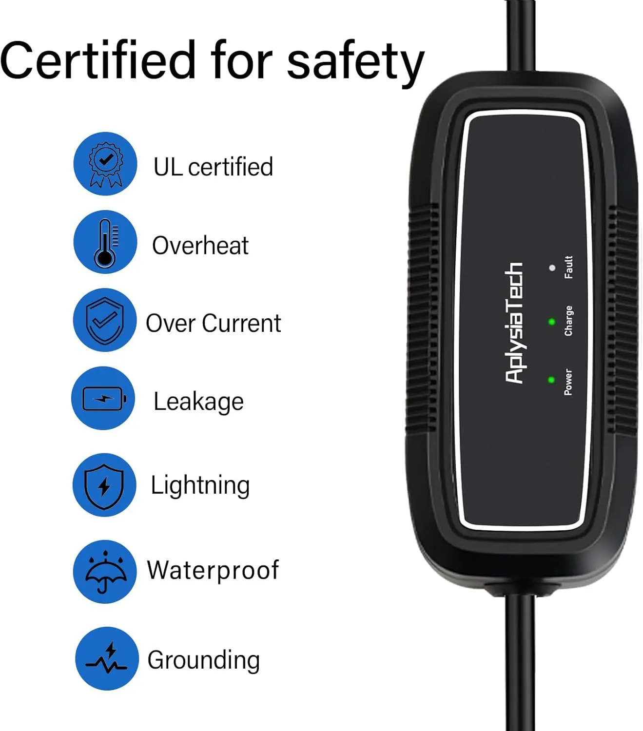 Level 1 2 EV Charger, 16Amp 110-240V, Portable SAE J1772 Electric Car Charger, Plug-in EV Charging Station for Home,21 Ft Level 2 Charger Cable NEMA 6-20Plug(Tesla Need Adapter)