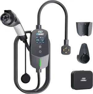 Level 2 EV Charger 24Amp 240V - NEMA 14-30 Plug Charging Station, 25FT Cable for Home/Garage, J1772 Certified Electric Vehicles & Adjustable Amps (10-24A) (for Non-Tesla EVs, NEMA 14-30 Plug)