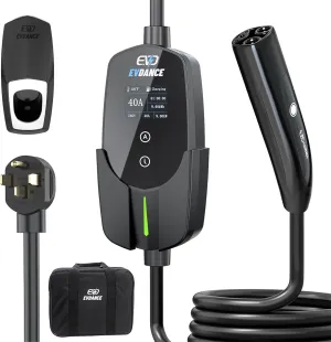 Level 2 EV Charger for Tesla, 40A 240V 9.6kW Portable NACS EV Charger with NEMA 14-50 Plug 25FT Cord, Adjustable Current/Timing Delay Electric Car Charger Compatible with Nacs Model 3/Y/S/X
