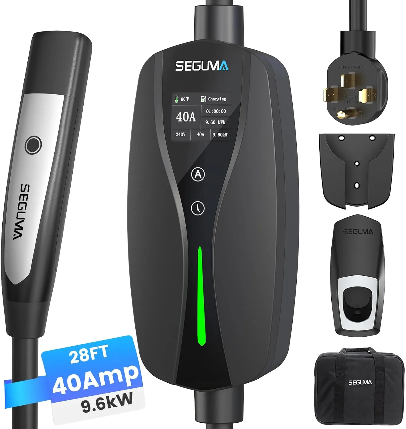 Level 2 Tesla Charger, 40Amp 240V NEMA 14-50 Plug, 28FT Extension Cable, Adjustable Current, Delayed Start Timer, Portable Mobile EV Charger for Tesla, Compatible with Model Y/S/3/X/Cybertruck