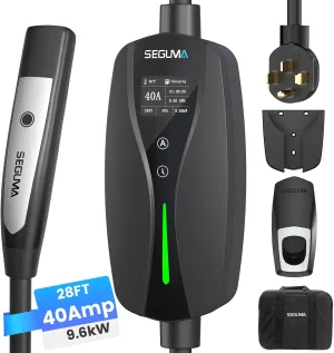 Level 2 Tesla Charger, 40Amp 240V NEMA 14-50 Plug, 28FT Extension Cable, Adjustable Current, Delayed Start Timer, Portable Mobile EV Charger for Tesla, Compatible with Model Y/S/3/X/Cybertruck