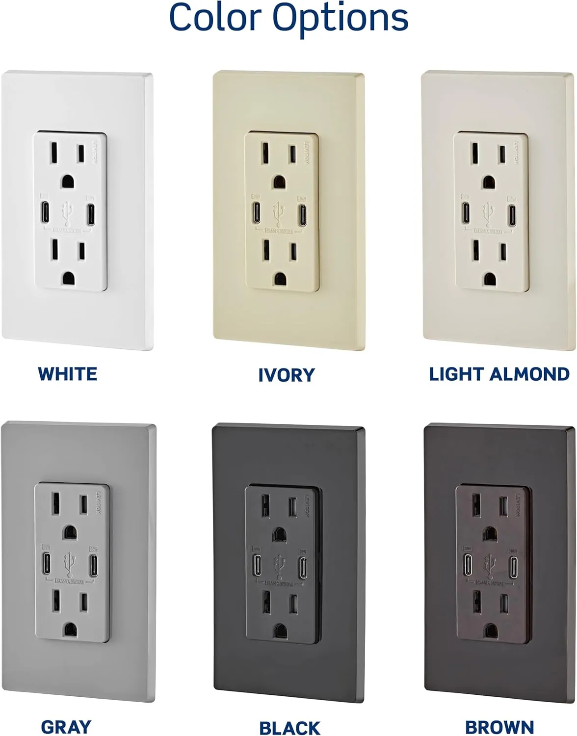 Leviton T5635-W 30W (6A) USB Dual Type-C/C Power Delivery In-Wall Charger with 15A Tamper-Resistant Outlet, USB Charger for Smartphones, Tablets, Laptops, White