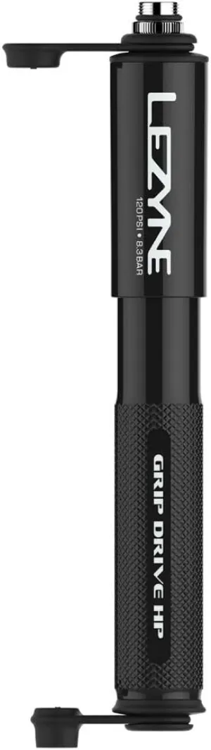 Lezyne Grip Drive HP Bicycle Hand Pump, ABS Flip Chuck, 120PSI, Road, Gravel Bike, Presta and Schrader Valve, High Pressure