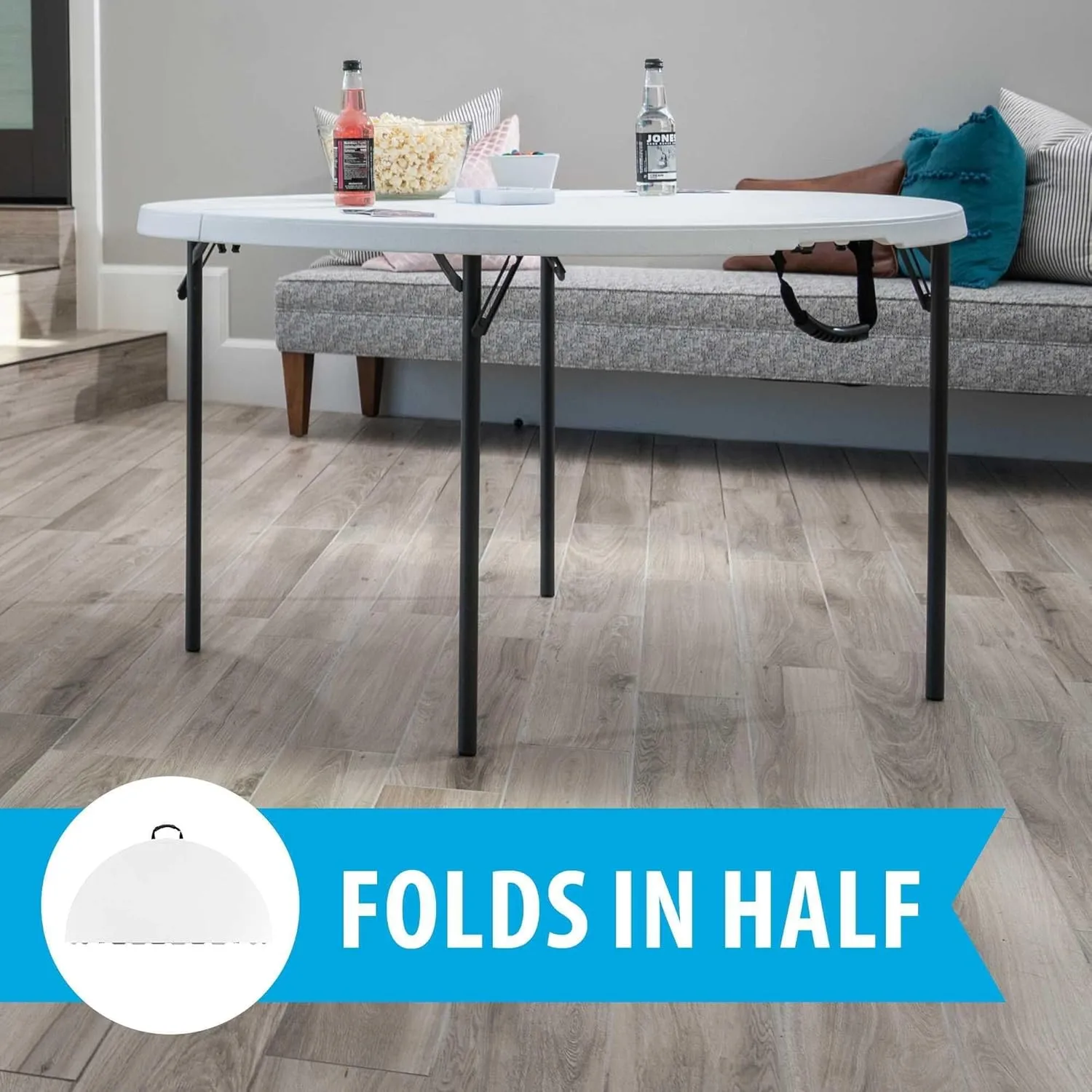 Lifetime Light Commercial Fold-in-Half Round Table, 4-Foot