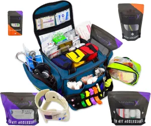 Lightning X Fully Stocked X-Large Modular Medic First Responder EMT Trauma Bag w/Fill Kit C - Blue
