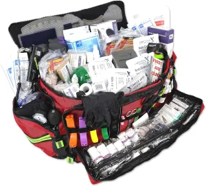 Lightning X MB50 Breathing & Trauma Stocked Gear Bag w/Fill Kit for First Responder EMT - Red