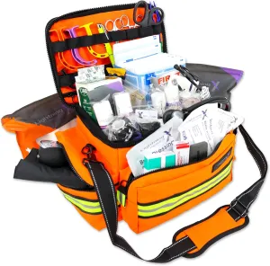 Lightning X Mid-Sized First Responder EMT Bag | LXMB25 | Fully Stocked w/ 240  First Aid, EMS & Trauma Supplies - ORANGE