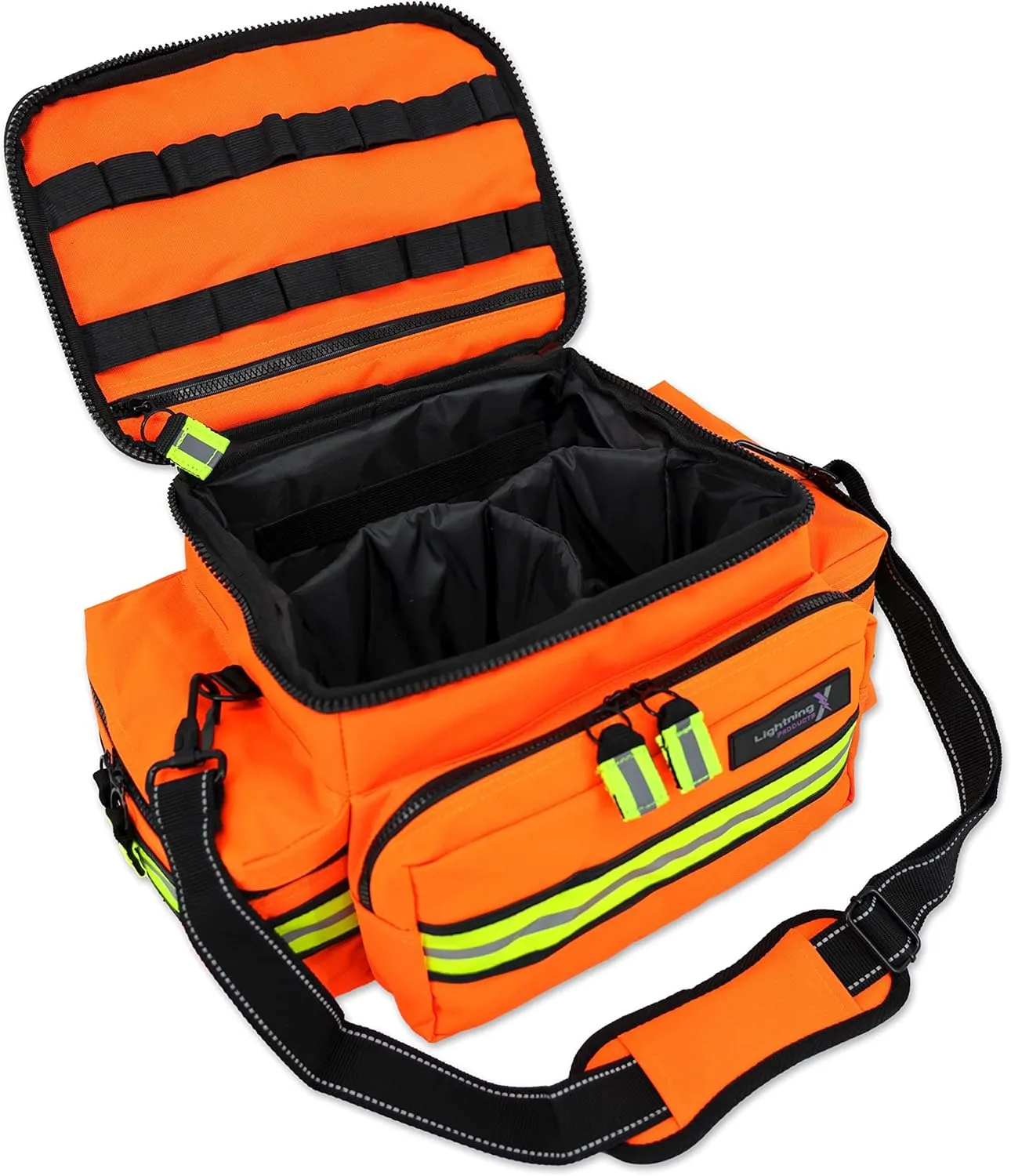 Lightning X Mid-Sized First Responder EMT Bag | LXMB25 | Fully Stocked w/ 240  First Aid, EMS & Trauma Supplies - ORANGE