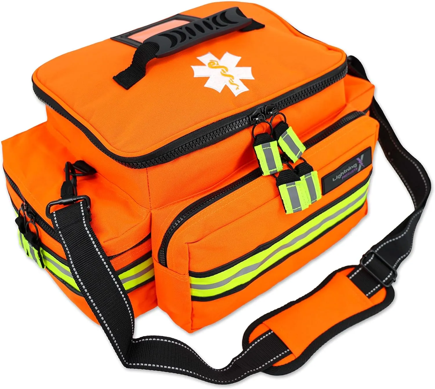 Lightning X Mid-Sized First Responder EMT Bag | LXMB25 | Fully Stocked w/ 240  First Aid, EMS & Trauma Supplies - ORANGE