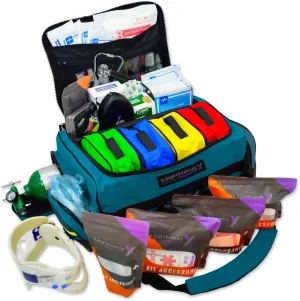 Lightning X Products Lightning X Jumbo Medic First Responder EMT Trauma Bag Stocked First Aid Trauma Fill Kit D Blue 1.0 Count