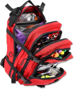 Lightning X Stocked EMS/EMT Trauma & Bleeding First Aid Responder Medical Backpack   Kit (Red)