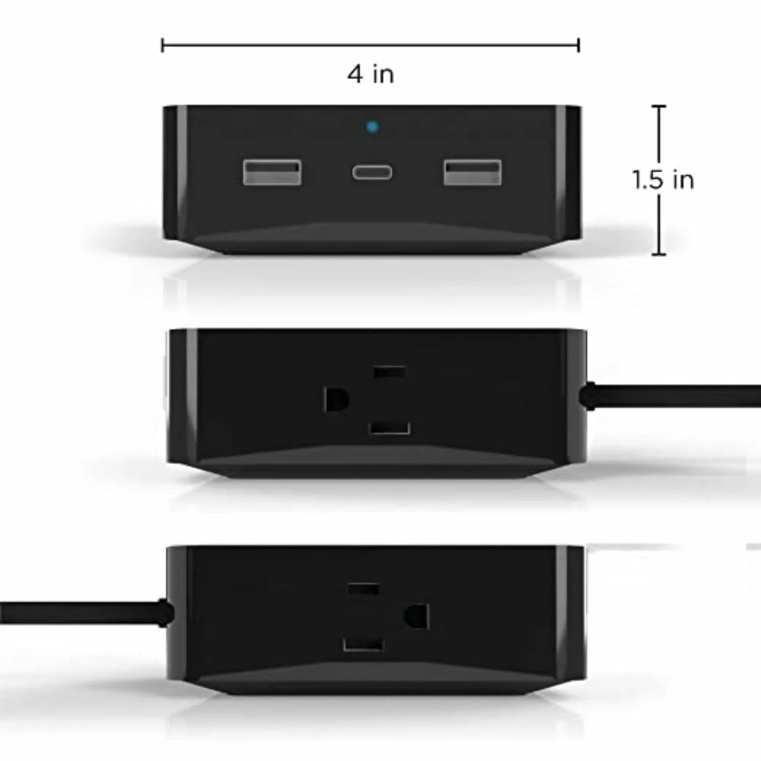 Limitless PowerPro 5-Device Charger with 2X USB Ports, 1x Type-C 20W Power Delivery Port, 2X AC Outlets, and 1,280 Joules of Surge Protection (Black)