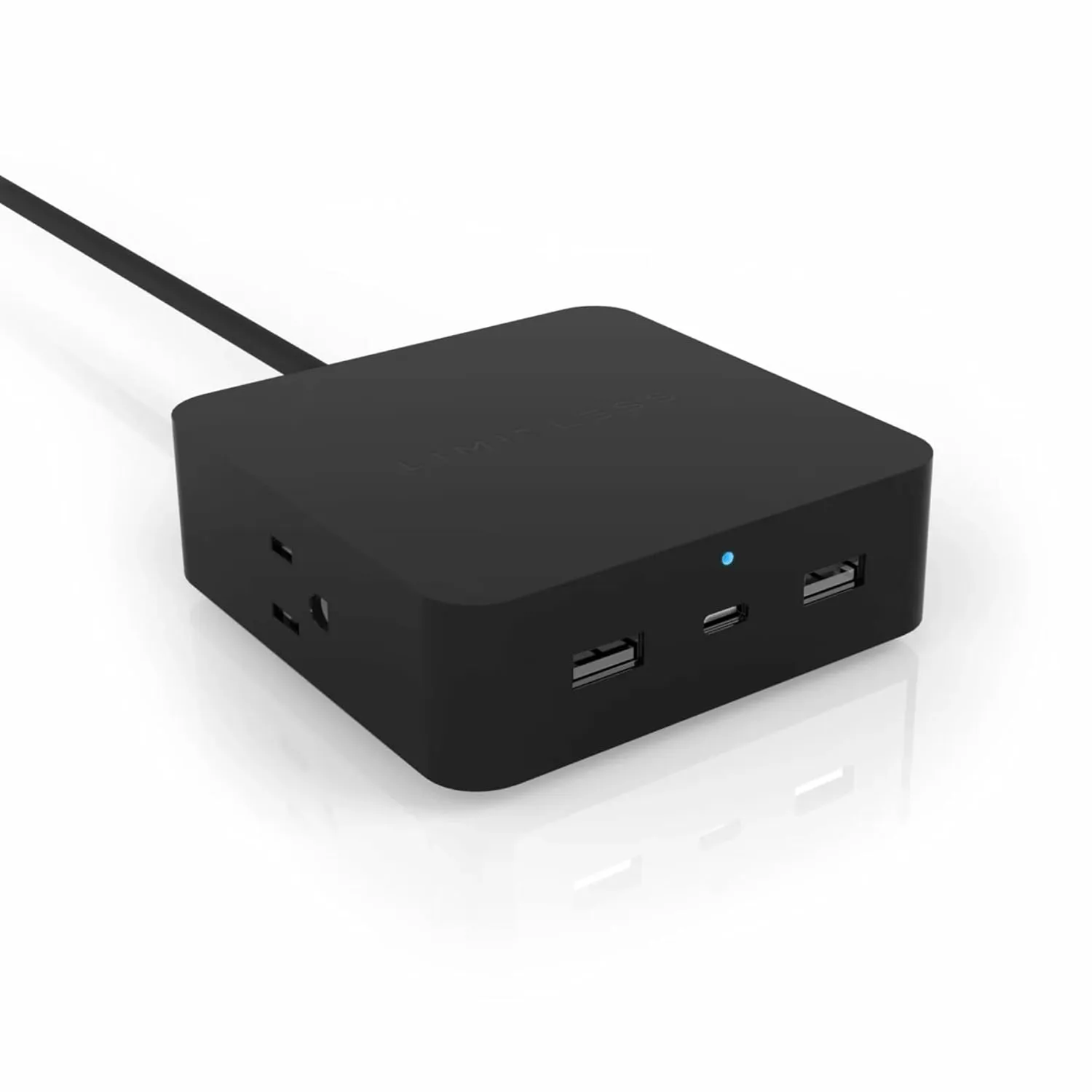 Limitless PowerPro 5-Device Charger with 2X USB Ports, 1x Type-C 20W Power Delivery Port, 2X AC Outlets, and 1,280 Joules of Surge Protection (Black)