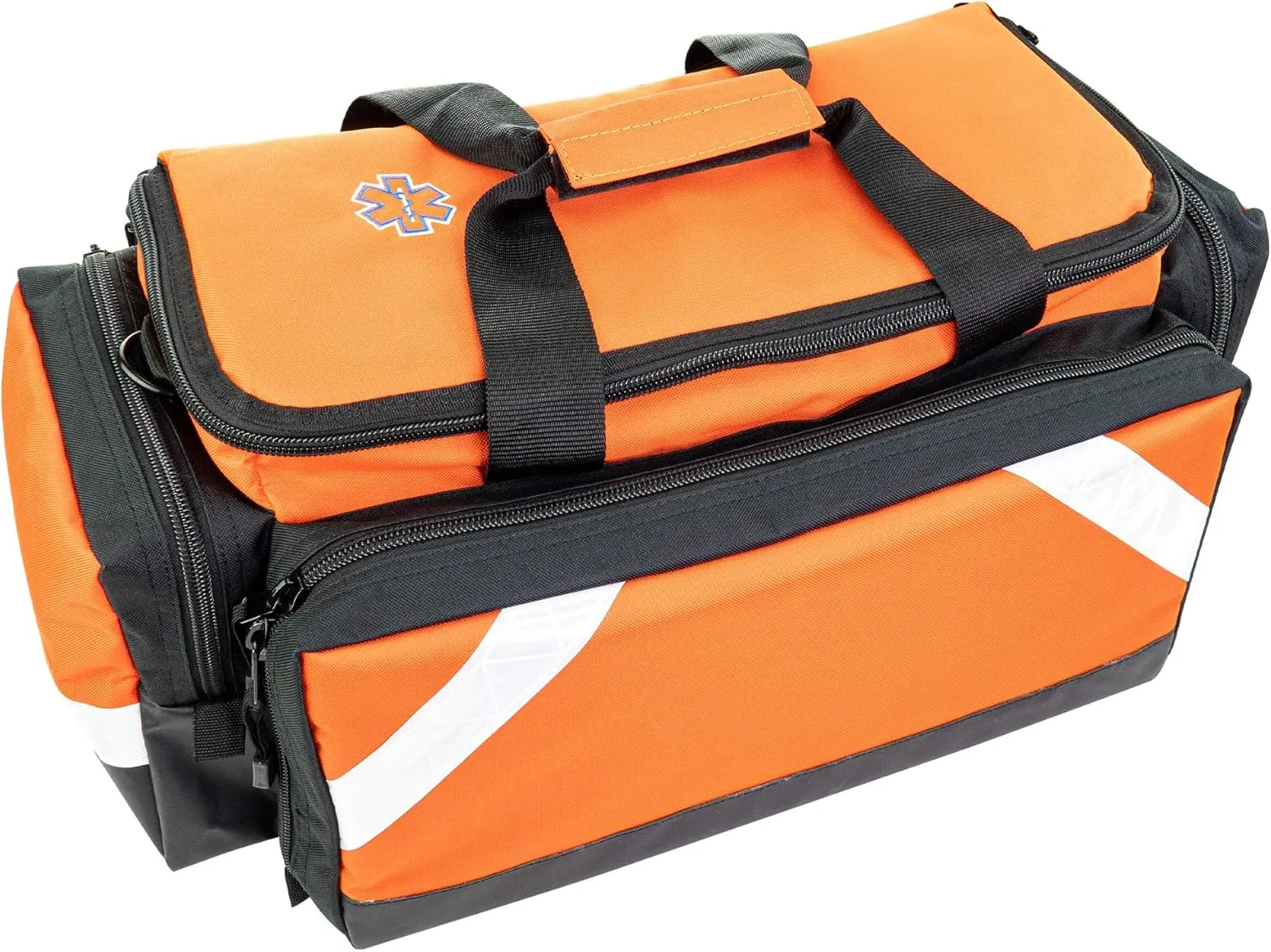 LINE2design Empty Medical Elite Trauma Bag - First Responder Carrier Bag for EMT, Paramedic, Emergency and Medical Supplies Kit - Heavy-Duty Zippered Pockets Portable EMS Home Health Aides - Orange