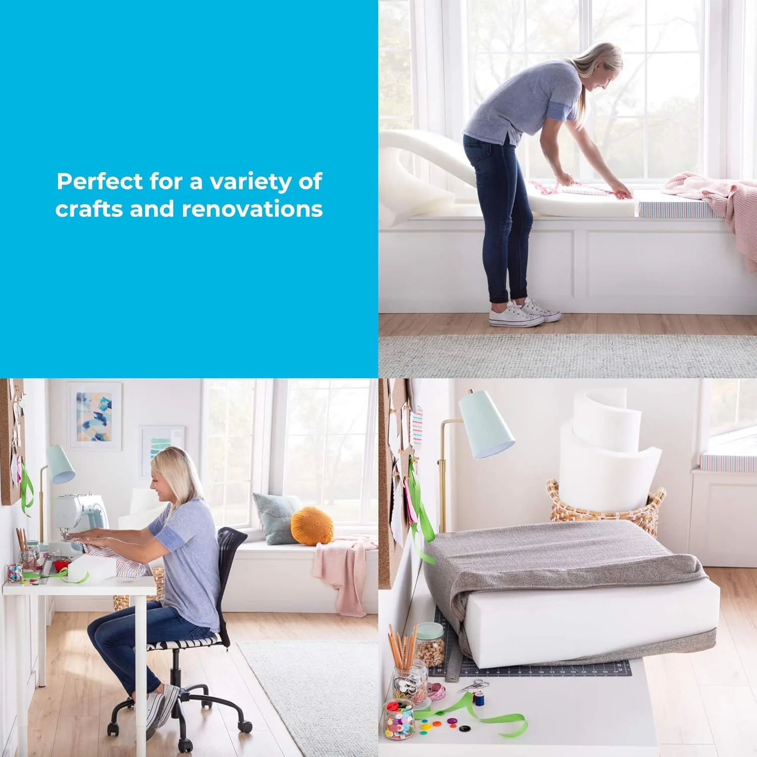 Linenspa High Density Cushion Craft Foam - Perfect for Chairs, Sofas, Headboards, and DIY Projects, 2" x 24" x 72", White