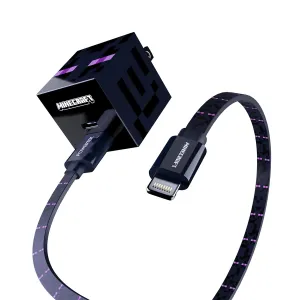 LIQUIPEL Powertek Minecraft Charging Bundle USB-A to Lightning (MFi Certified) and Wall Charger (Enderman)