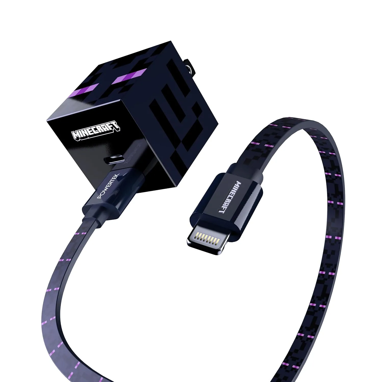 LIQUIPEL Powertek Minecraft Charging Bundle USB-A to Lightning (MFi Certified) and Wall Charger (Enderman)