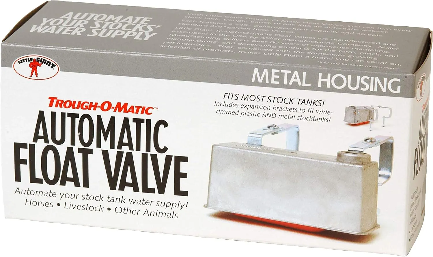 Little Giant® Trough-O-Matic® | Stock Water Tank Float Valve | Watering Tank with Aluminum Housing and Expansion Brackets | Made in USA