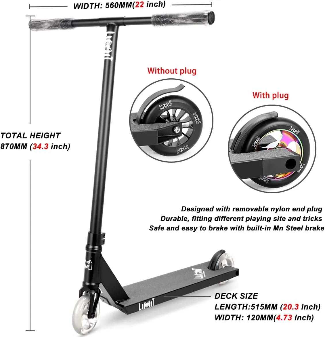 LMT69 Professional Scooter-Trick Scooter-Intermediate Beginner Stunt Scooter Suitable - Children, Teenagers Adults 8 Years Old Above