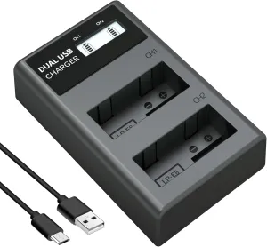 LP LP-E8 Battery Charger, LCD Display & Dual Slot Charger Compatible with Canon Rebel T2i T3i T4i T5i 600D 550D 650D 700D Kiss X4 X5 Kiss X6i X7i Digital Camera & More (Not for T2 T3 T4 T5)
