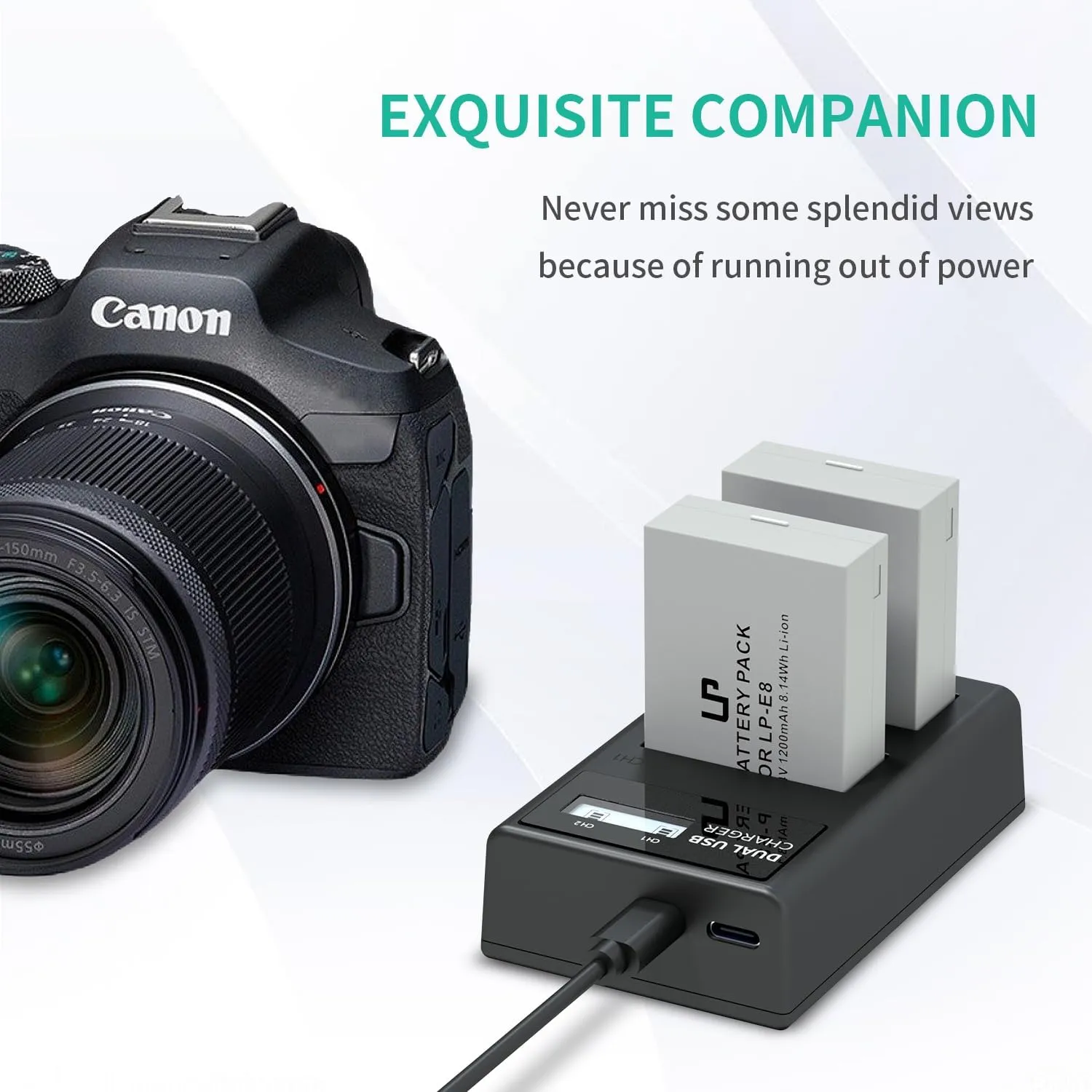 LP LP-E8 Battery Charger, LCD Display & Dual Slot Charger Compatible with Canon Rebel T2i T3i T4i T5i 600D 550D 650D 700D Kiss X4 X5 Kiss X6i X7i Digital Camera & More (Not for T2 T3 T4 T5)