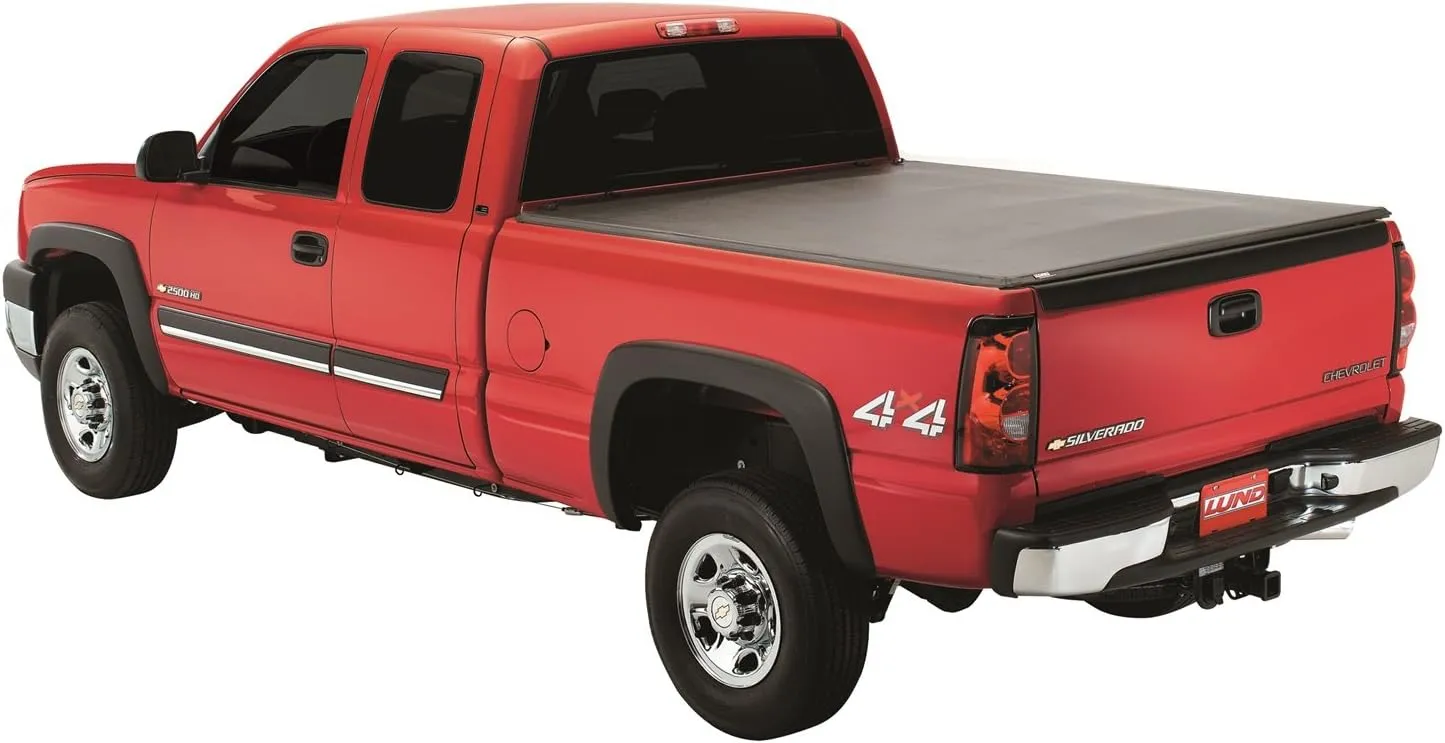 Lund Genesis Tri-Fold Soft Folding Truck Bed Tonneau Cover | 95092 | Fits 2007 - 2013 Chevy/GMC Silverado/Sierra 5' 9" Bed (69.3")