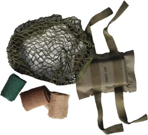 M1 Helmet Net Protective Cover Camouflage Cloth Strip with Airborne Parachute First Aid Pouch Bag