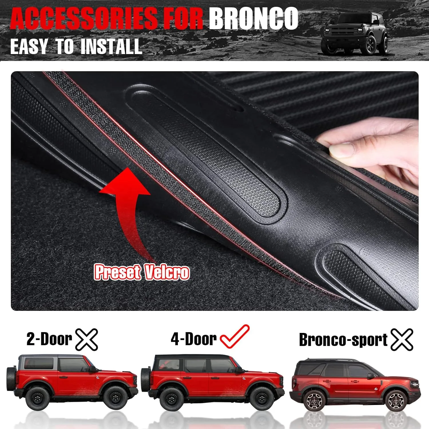 Mabett Rear Seat Back Cover Backrest Protector for Ford Bronco Accessories 2025 2021-2024 with Dog Seat Liner fit Bronco 4-Door (4 Pieces-with Folding Lip NOT for 2 Door)