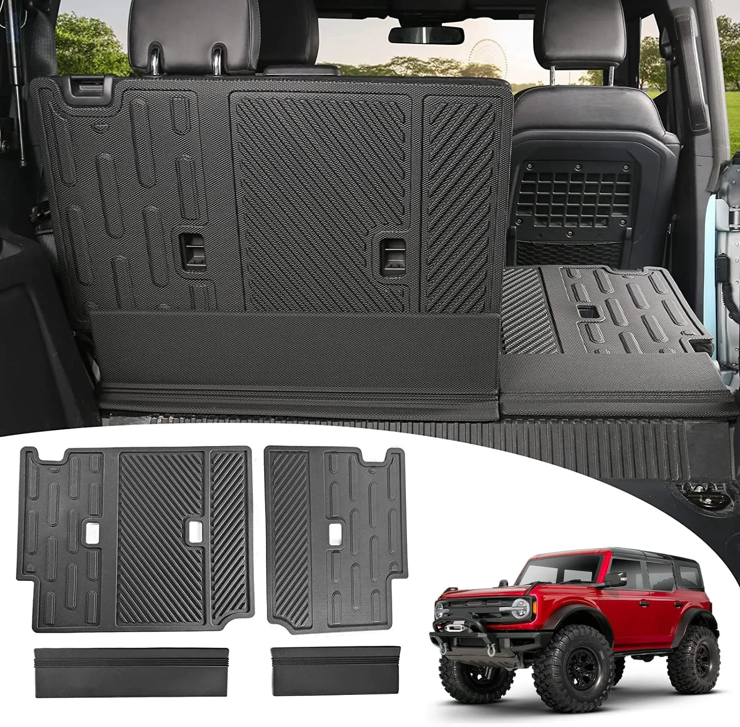 Mabett Rear Seat Back Cover Backrest Protector for Ford Bronco Accessories 2025 2021-2024 with Dog Seat Liner fit Bronco 4-Door (4 Pieces-with Folding Lip NOT for 2 Door)