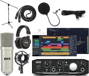 Mackie Onyx Artist 2-2 Audio/Midi interface With Pro Tools First/Tracktion Music Production Software Studio Bundle with Professional Recording Condenser Microphone