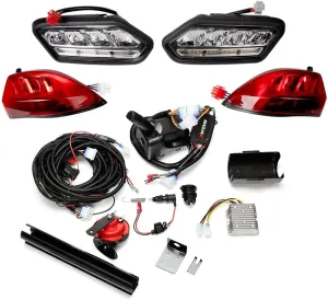 MADJAX Pro Series Golf Cart LED Light Kit Compatible with Club Car Tempo Models | Fits 2018-Up Models | Includes Headlights, Taillights, Turn Signal, Horn, Brake, USB Charger, Voltage Converter