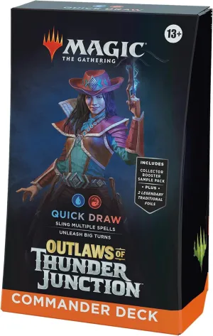 Magic: The Gathering Outlaws of Thunder Junction Commander Deck - Quick Draw (100-Card Deck, 2-Card Collector Booster Sample Pack   Accessories)