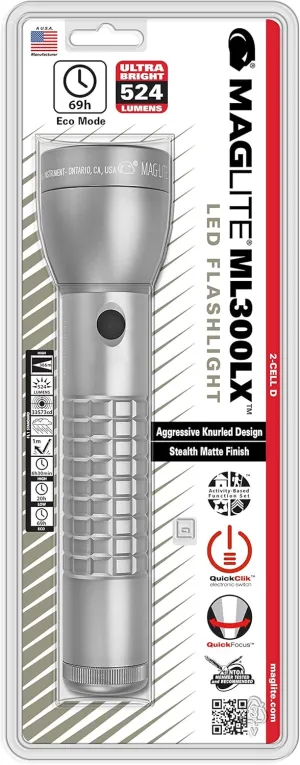 Maglite ML300LX-S2RJ6 LED 2D Flashlight, Urban Gray