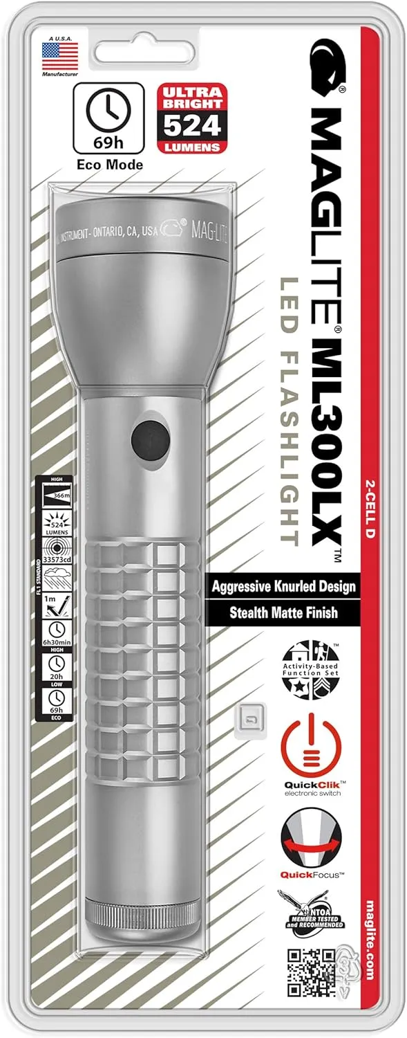 Maglite ML300LX-S2RJ6 LED 2D Flashlight, Urban Gray