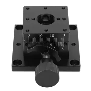 Manual Sliding Stage X Axes Dovetail Table Industrial Accessory HF A40, Gear Rotation Handle, Aluminum Body, 40x40mm Table, ±10mm Stroke, for Optical Instruments,