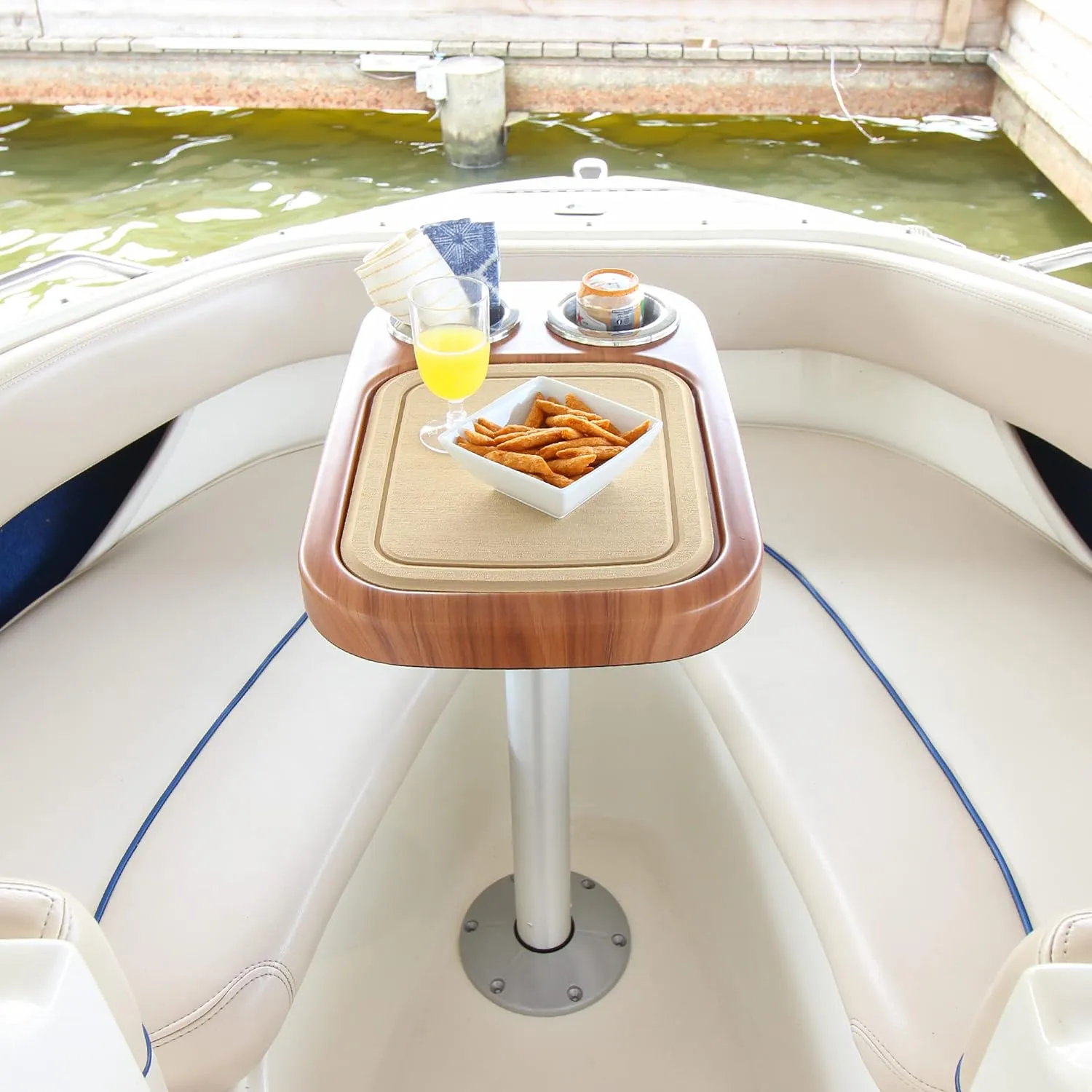 Manufacturers' Select ITC Marine Cocktail Boat Table Leg Set. Pontoon Accessories, Marine Pedestal Table with Center Foam Mat