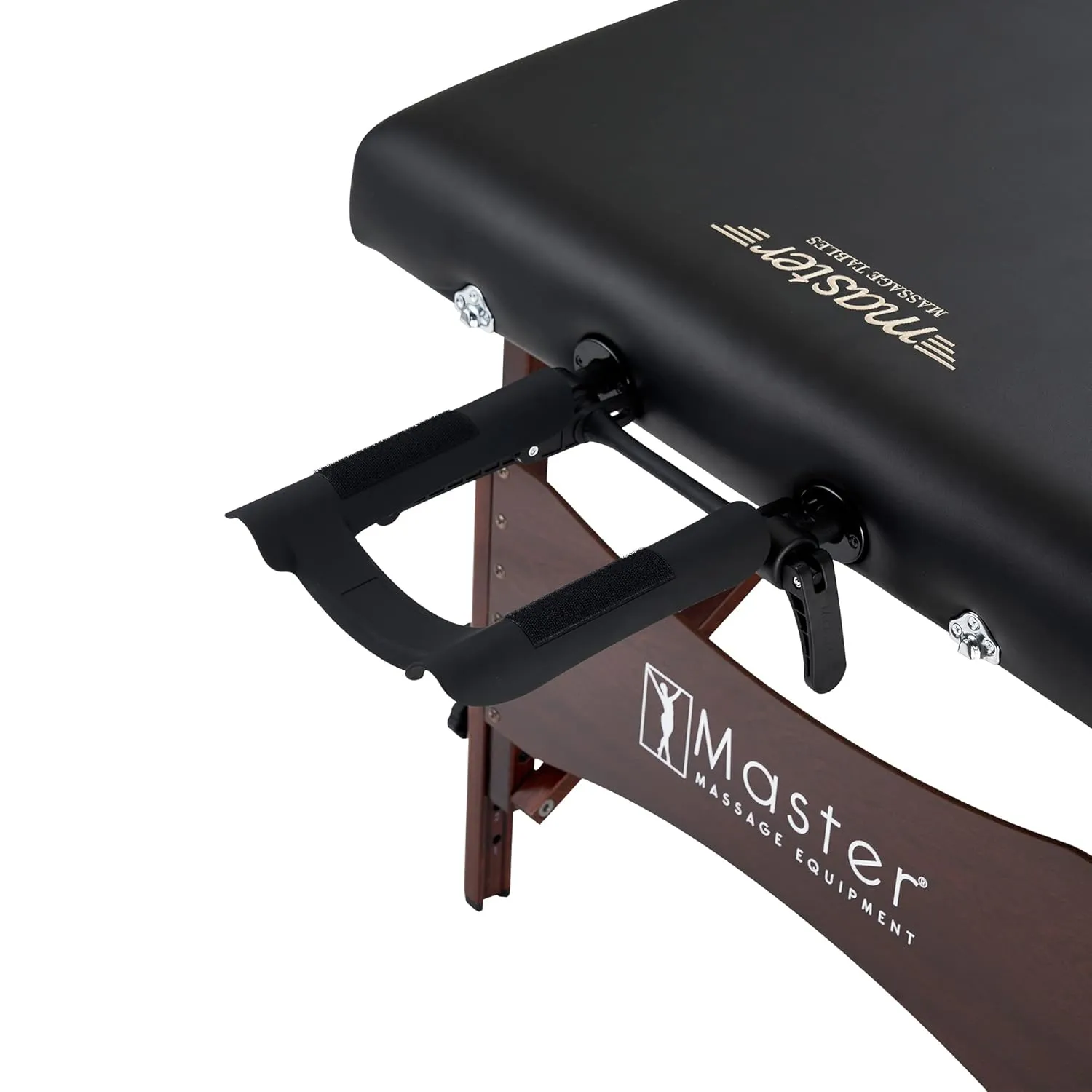 Master Massage Newport Portable Massage Table Package with Denser 2.5" Cushion, Walnut Stained Hardwood, Steel Support Cables, Pillows & Accessories, Black, 30"